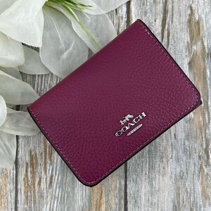 Coach Card Holder Wallet In Signature Canvas With Bow Print Bag Purse